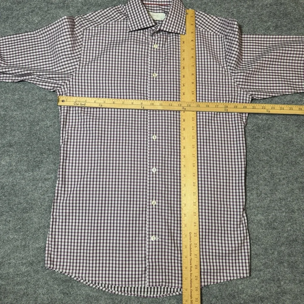 Eton Dress Shirt‎ Men's 39 15.5 Purple Gingham Plaid Check Button Up EUC